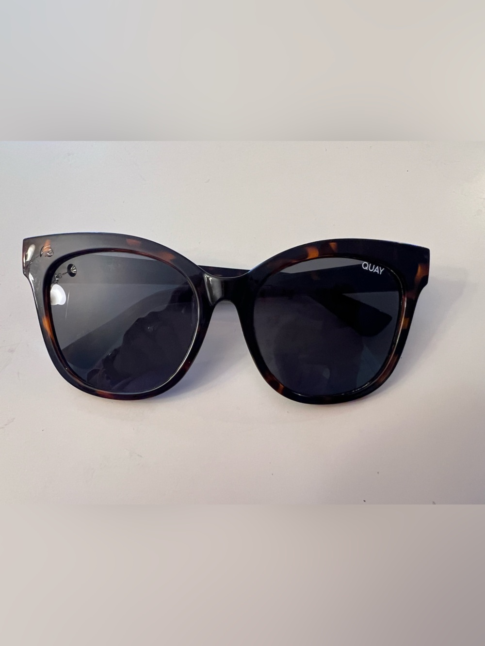 Quay Australia Tortoiseshell Oversized Cat-Eye Sunglasses with Dark Lenses